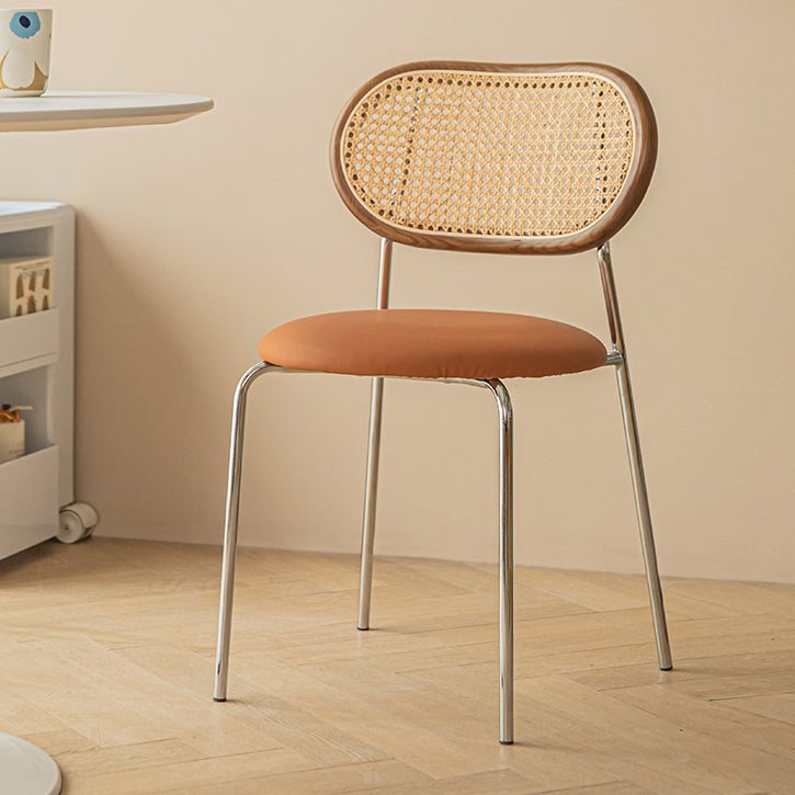 Faux Leather upholstery Dining Chairs Modern Armless Open Back Dining Side Chair