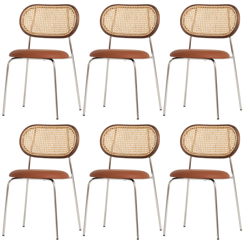 Faux Leather upholstery Dining Chairs Modern Armless Open Back Dining Side Chair