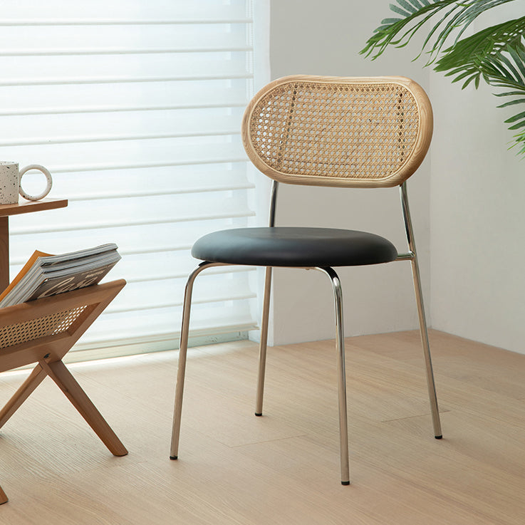 Faux Leather upholstery Dining Chairs Modern Armless Open Back Dining Side Chair