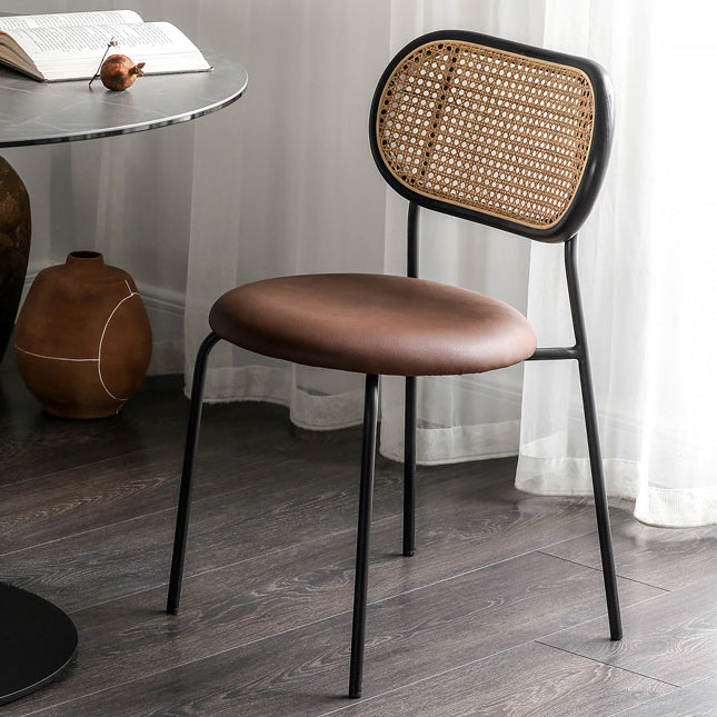 Faux Leather upholstery Dining Chairs Modern Armless Open Back Dining Side Chair