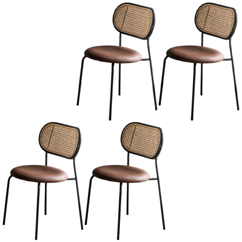 Faux Leather upholstery Dining Chairs Modern Armless Open Back Dining Side Chair