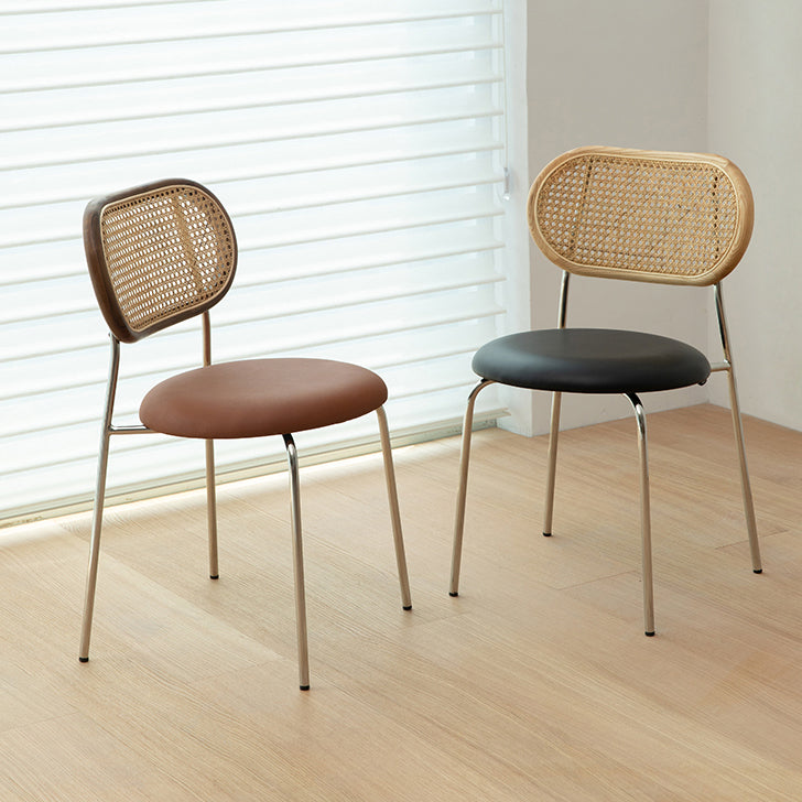 Faux Leather upholstery Dining Chairs Modern Armless Open Back Dining Side Chair