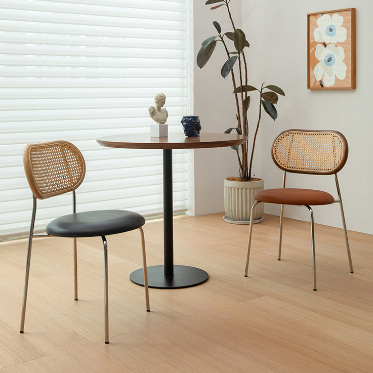 Faux Leather upholstery Dining Chairs Modern Armless Open Back Dining Side Chair