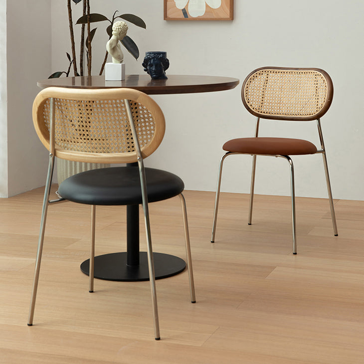 Faux Leather upholstery Dining Chairs Modern Armless Open Back Dining Side Chair