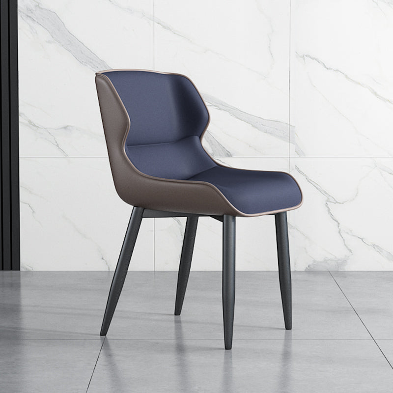 Faux Leather Armless Dining Chairs Modern Steel Legs Dining Side Chair