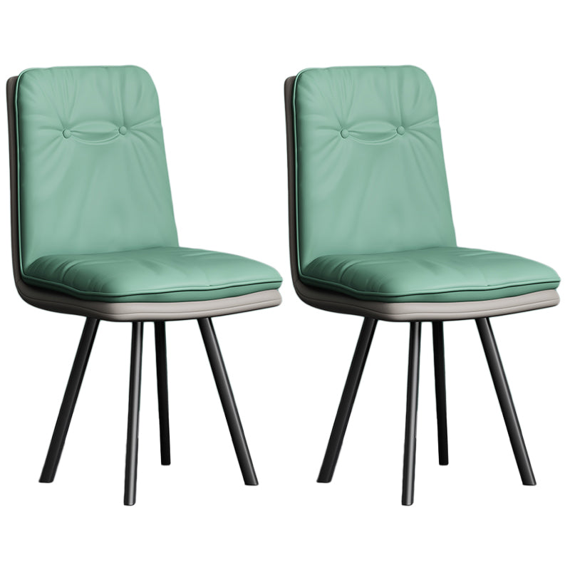 Modern Armless Dining Chairs Faux Leather Parsons Dining Side Chair