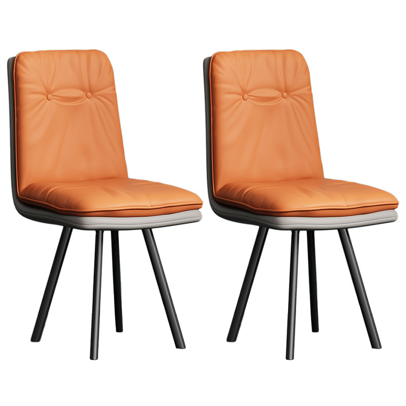 Modern Armless Dining Chairs Faux Leather Parsons Dining Side Chair