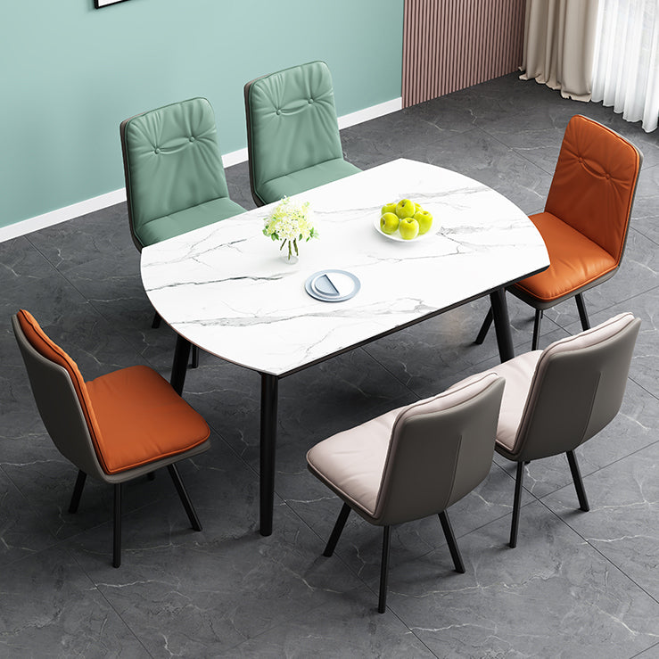 Modern Armless Dining Chairs Faux Leather Parsons Dining Side Chair