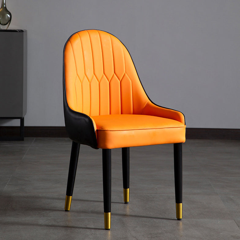 Faux Leather Armless Dining Chairs Glam Dining Side Chair for Home