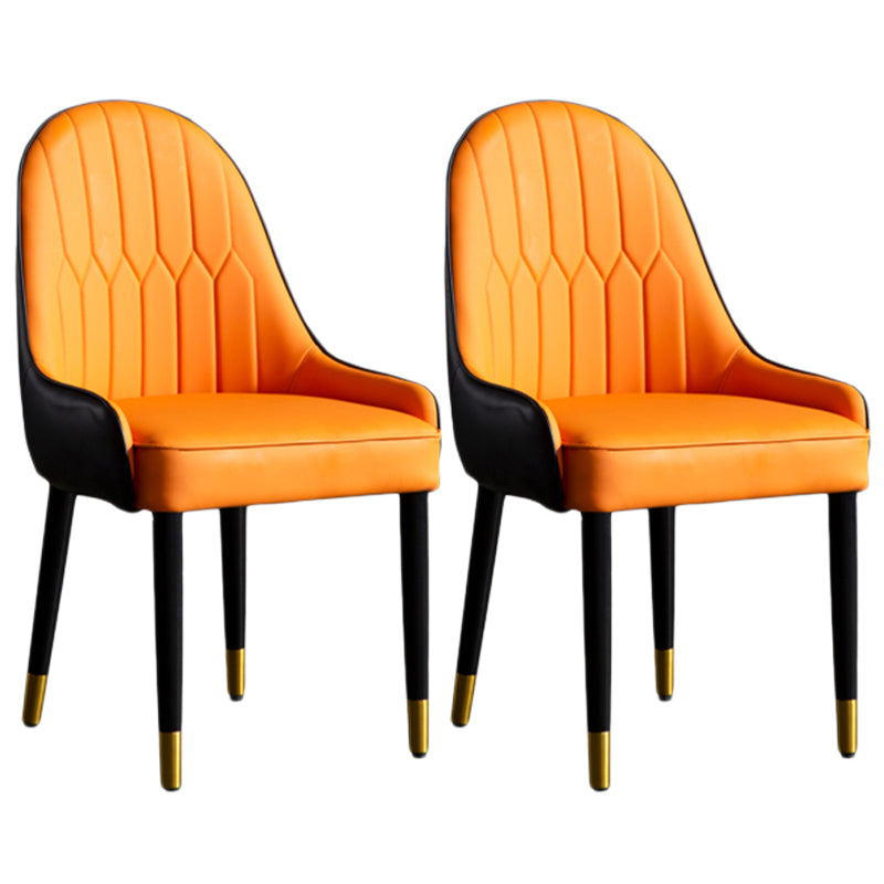 Faux Leather Armless Dining Chairs Glam Dining Side Chair for Home