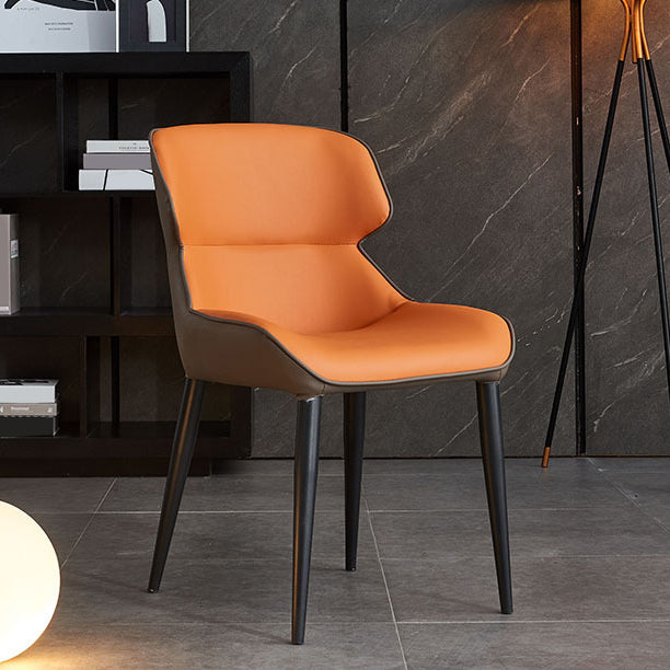 Faux Leather and Metal Armless Dining Chairs Modern Side Chair