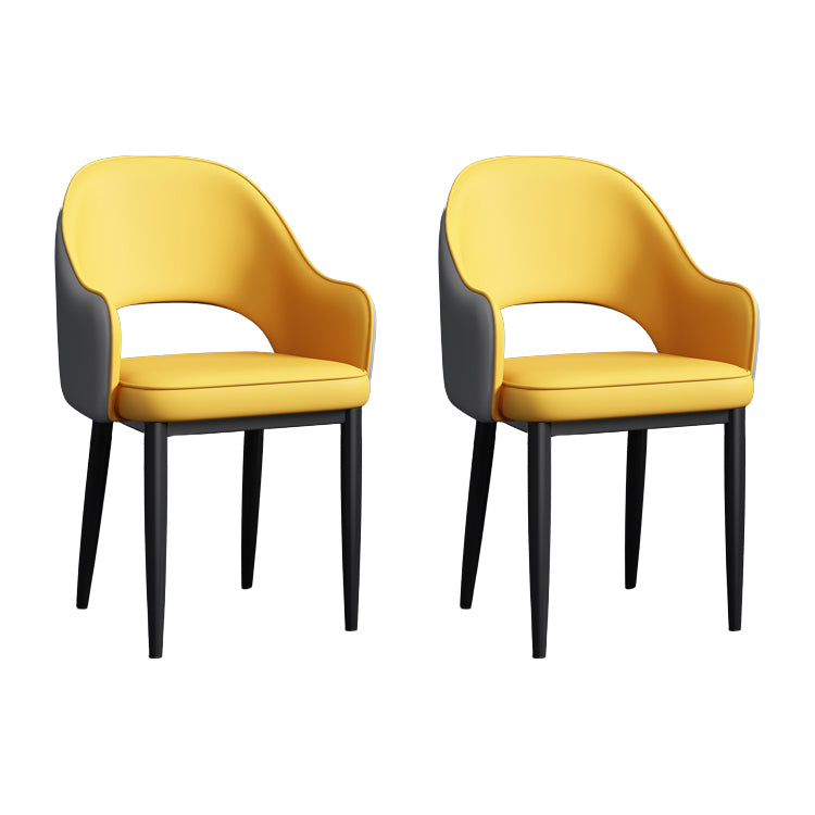 Contemporary Style Dining Chair Steel Legs Arm Chair with Upholstered