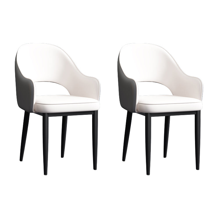 Contemporary Style Dining Chair Steel Legs Arm Chair with Upholstered