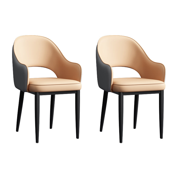 Contemporary Style Dining Chair Steel Legs Arm Chair with Upholstered
