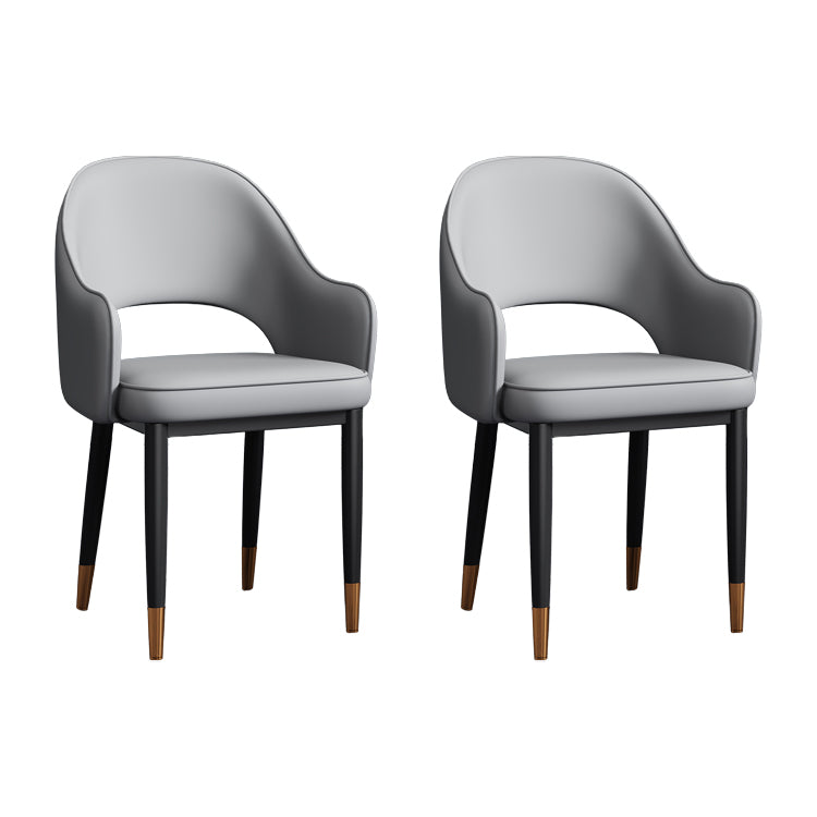 Contemporary Style Dining Chair Steel Legs Arm Chair with Upholstered