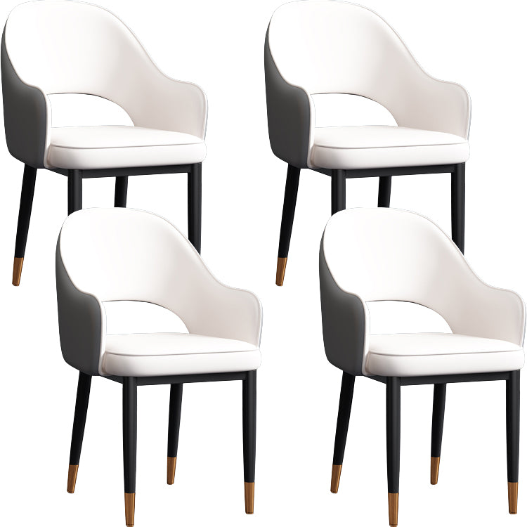 Contemporary Style Dining Chair Steel Legs Arm Chair with Upholstered