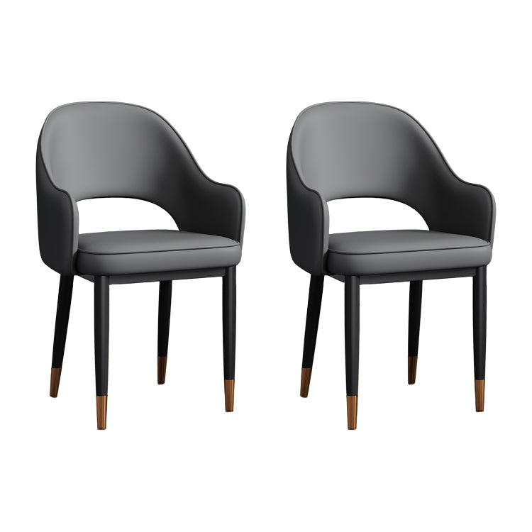 Contemporary Style Dining Chair Steel Legs Arm Chair with Upholstered