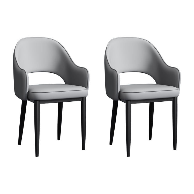 Contemporary Style Dining Chair Steel Legs Arm Chair with Upholstered