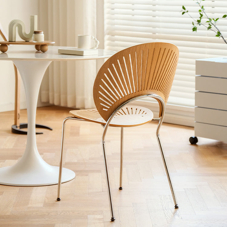 Modern Armless Dining Chairs Solid Wood Windsor Back Dining Side Chair
