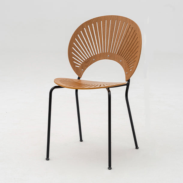Modern Armless Dining Chairs Solid Wood Windsor Back Dining Side Chair