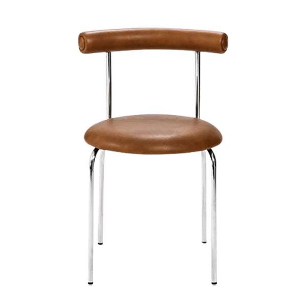Silver Metal Legs Armless Dining Chairs Modern Faux Leather Dining Side Chair
