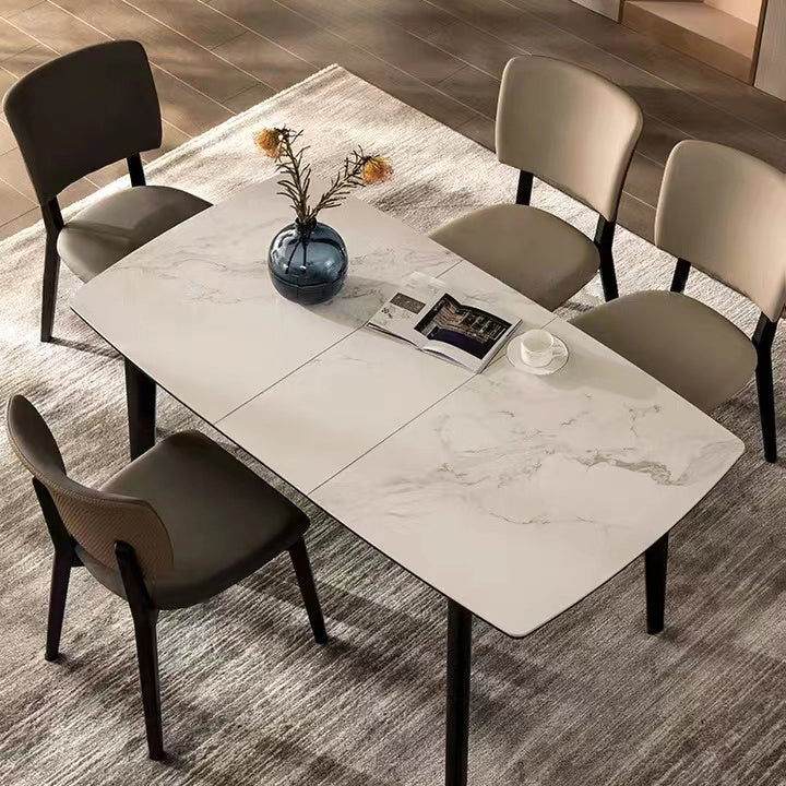 Solid Wood Frame Dining Chairs Modern Faux Leather Armless Chair