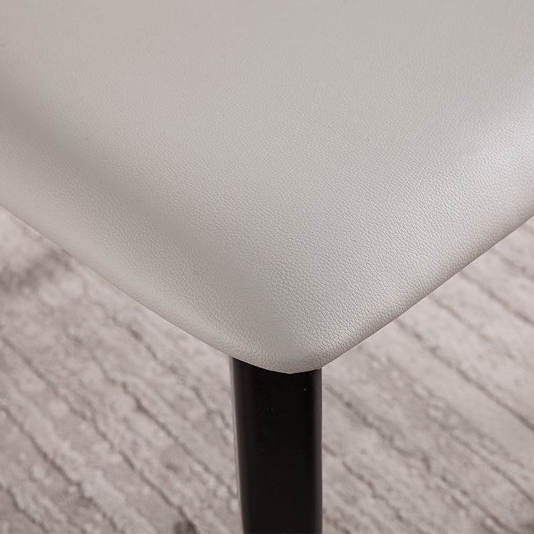 Solid Wood Frame Dining Chairs Modern Faux Leather Armless Chair