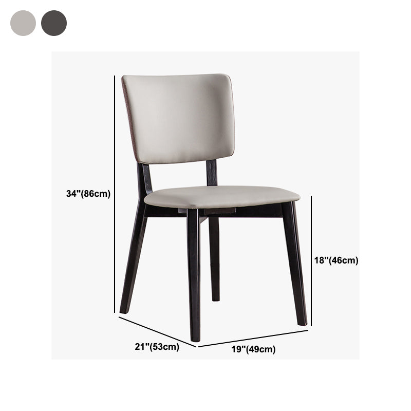 Solid Wood Frame Dining Chairs Modern Faux Leather Armless Chair