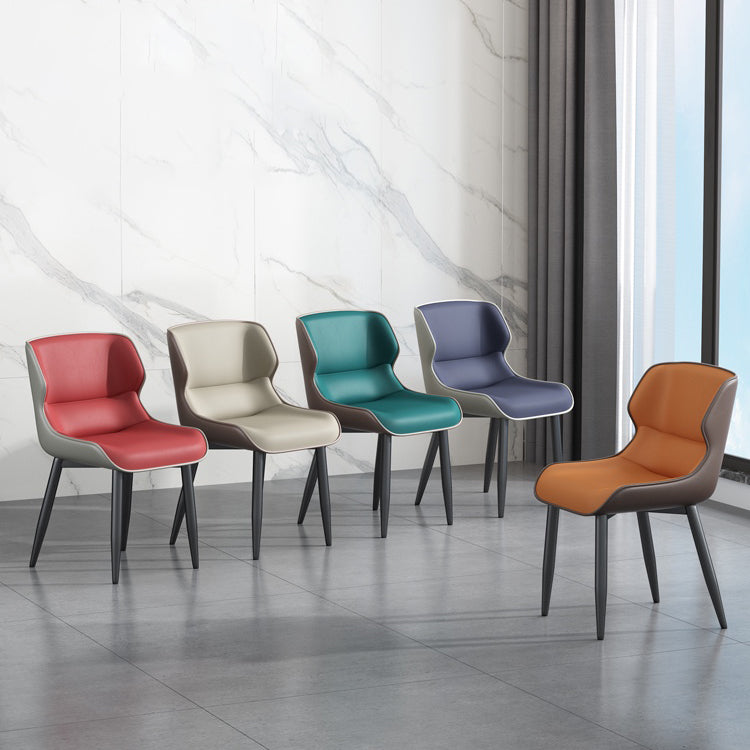 Modern Wingback Side Chair Faux Leather Armless Dining Chairs