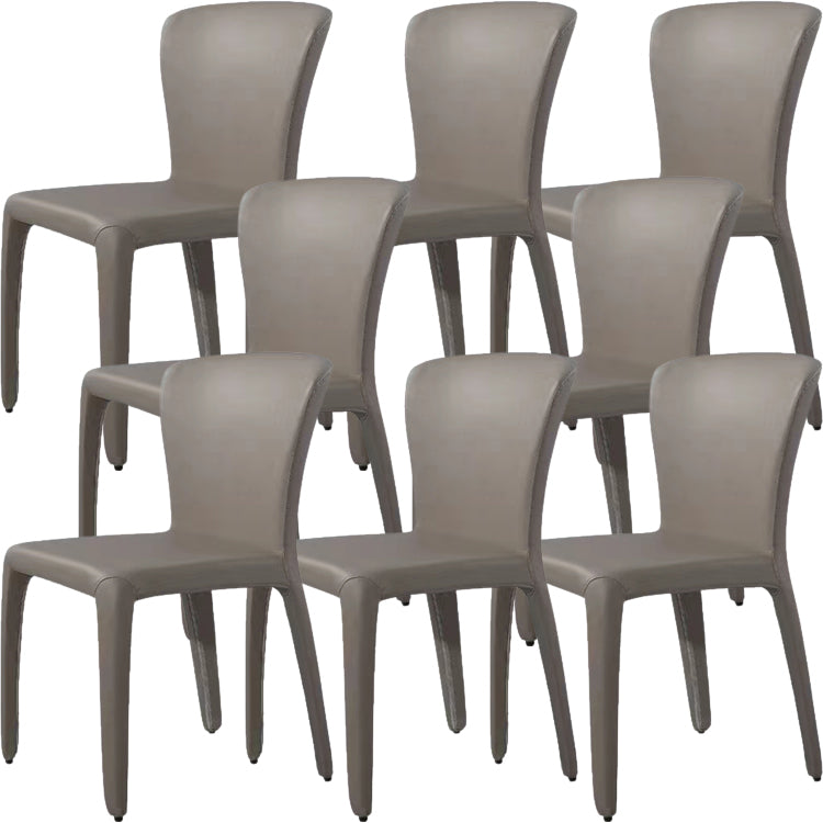 Contemporary Style Dining Chair Faux Leather Low Back Dining Side Chair