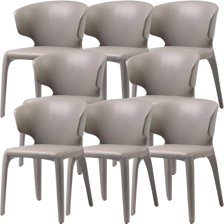 Contemporary Style Dining Chair Faux Leather Low Back Dining Side Chair