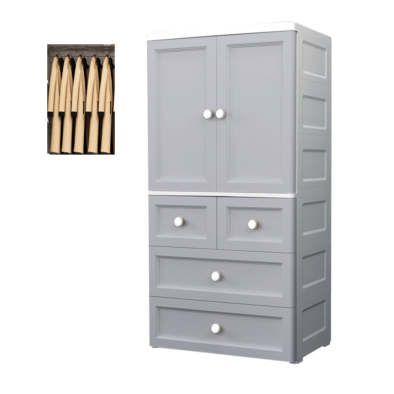Plastic Matte Finish Storage Cabinet for Bedroom Contemporary Cabinet with Hinged Door