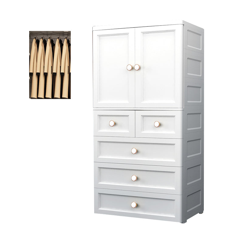 Plastic Matte Finish Storage Cabinet for Bedroom Contemporary Cabinet with Hinged Door