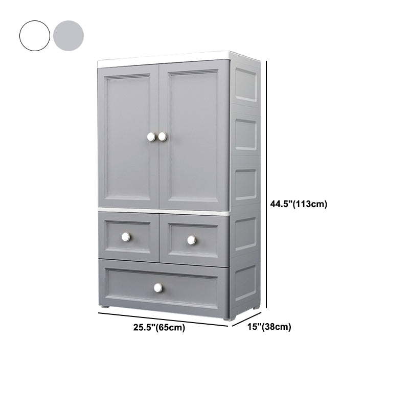 Plastic Matte Finish Storage Cabinet for Bedroom Contemporary Cabinet with Hinged Door