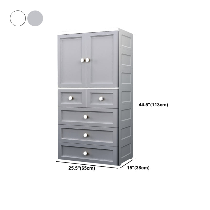 Plastic Matte Finish Storage Cabinet for Bedroom Contemporary Cabinet with Hinged Door