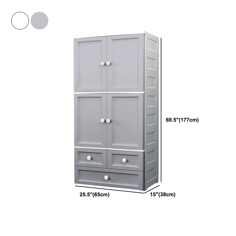 Plastic Matte Finish Storage Cabinet for Bedroom Contemporary Cabinet with Hinged Door