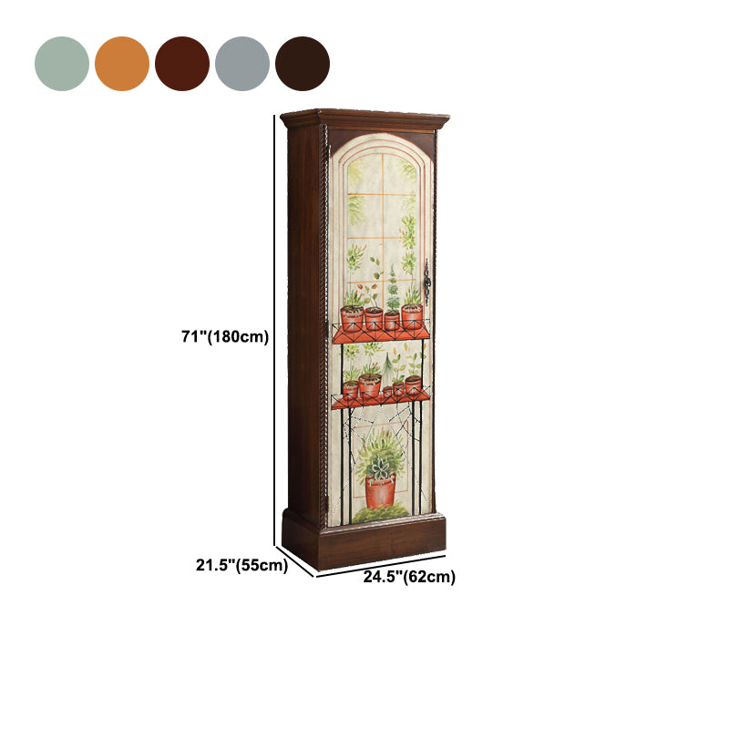 Coastal Cabinet with Hinged Door Wood Matte Finish Storage Cabinet