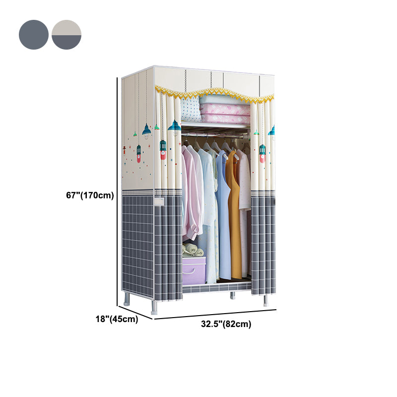 Modern Style Wardrobe Metal 1-Door Wardrobe Closet for Bedroom