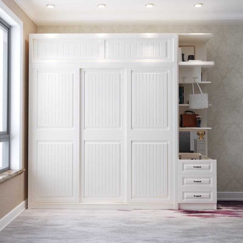 White Engineered Wood Wardrobe Cabinet Modern Wardrobe Armoire