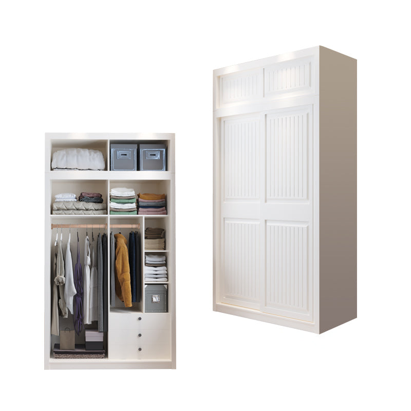 White Engineered Wood Wardrobe Cabinet Modern Wardrobe Armoire