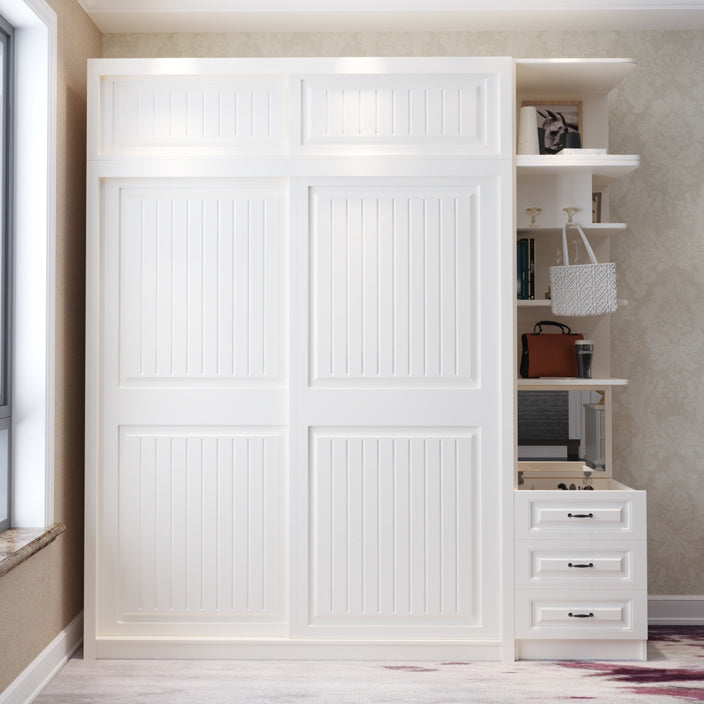 White Engineered Wood Wardrobe Cabinet Modern Wardrobe Armoire