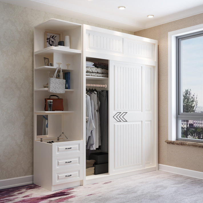 White Engineered Wood Wardrobe Cabinet Modern Wardrobe Armoire