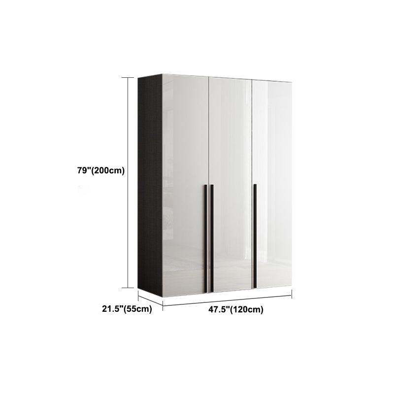 Modern Solid Wood Wardrobe for Home High Gloss White Cabinet