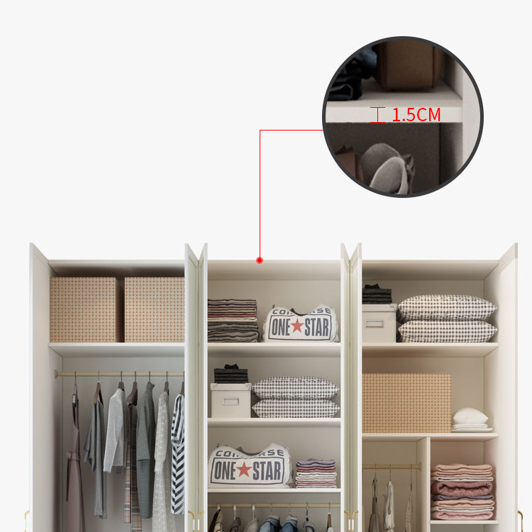 White Wardrobe Closet Engineered Wood Wardrobe Armoire with Drawer