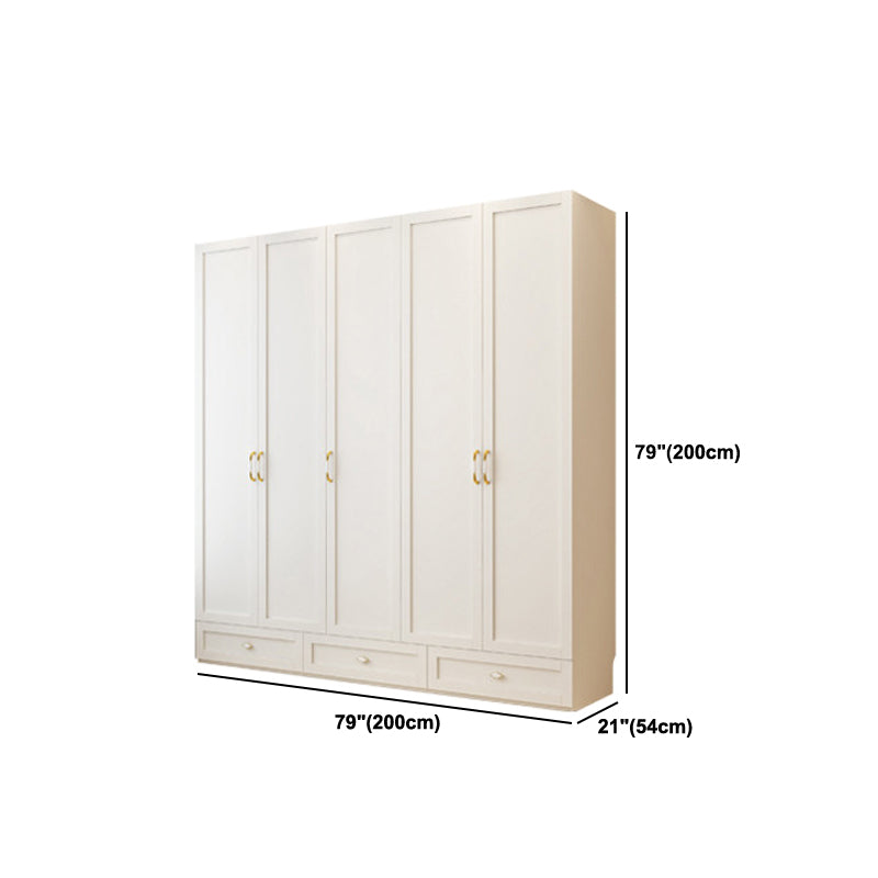 White Wardrobe Closet Engineered Wood Wardrobe Armoire with Drawer