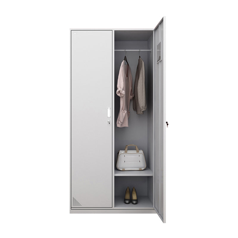 Metal Modern White Wardrobe for Home Matte Finish Cabinet with Hinged Door