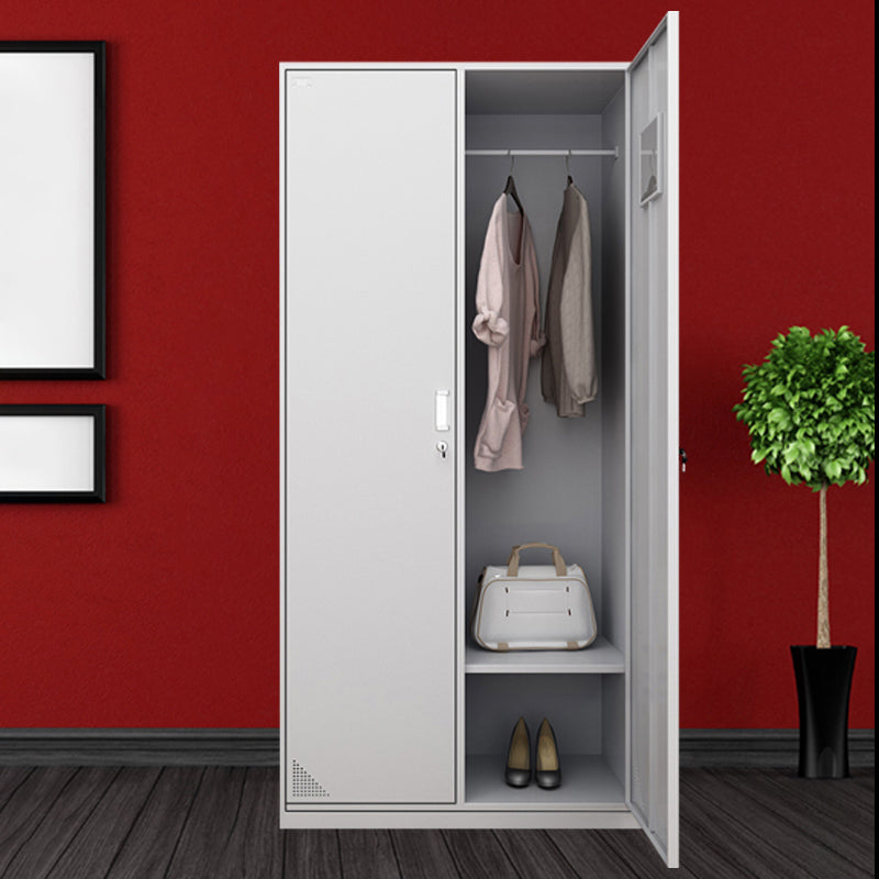 Metal Modern White Wardrobe for Home Matte Finish Cabinet with Hinged Door