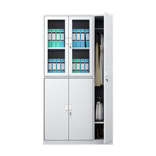 Metal Modern White Wardrobe for Home Matte Finish Cabinet with Hinged Door