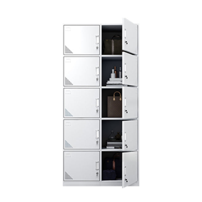 Metal Modern White Wardrobe for Home Matte Finish Cabinet with Hinged Door
