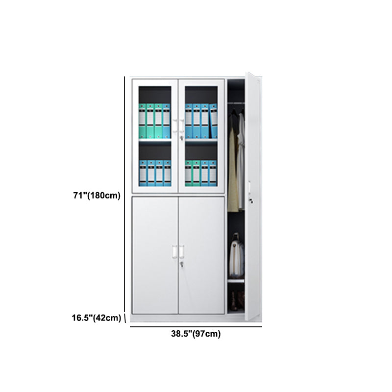 Metal Modern White Wardrobe for Home Matte Finish Cabinet with Hinged Door